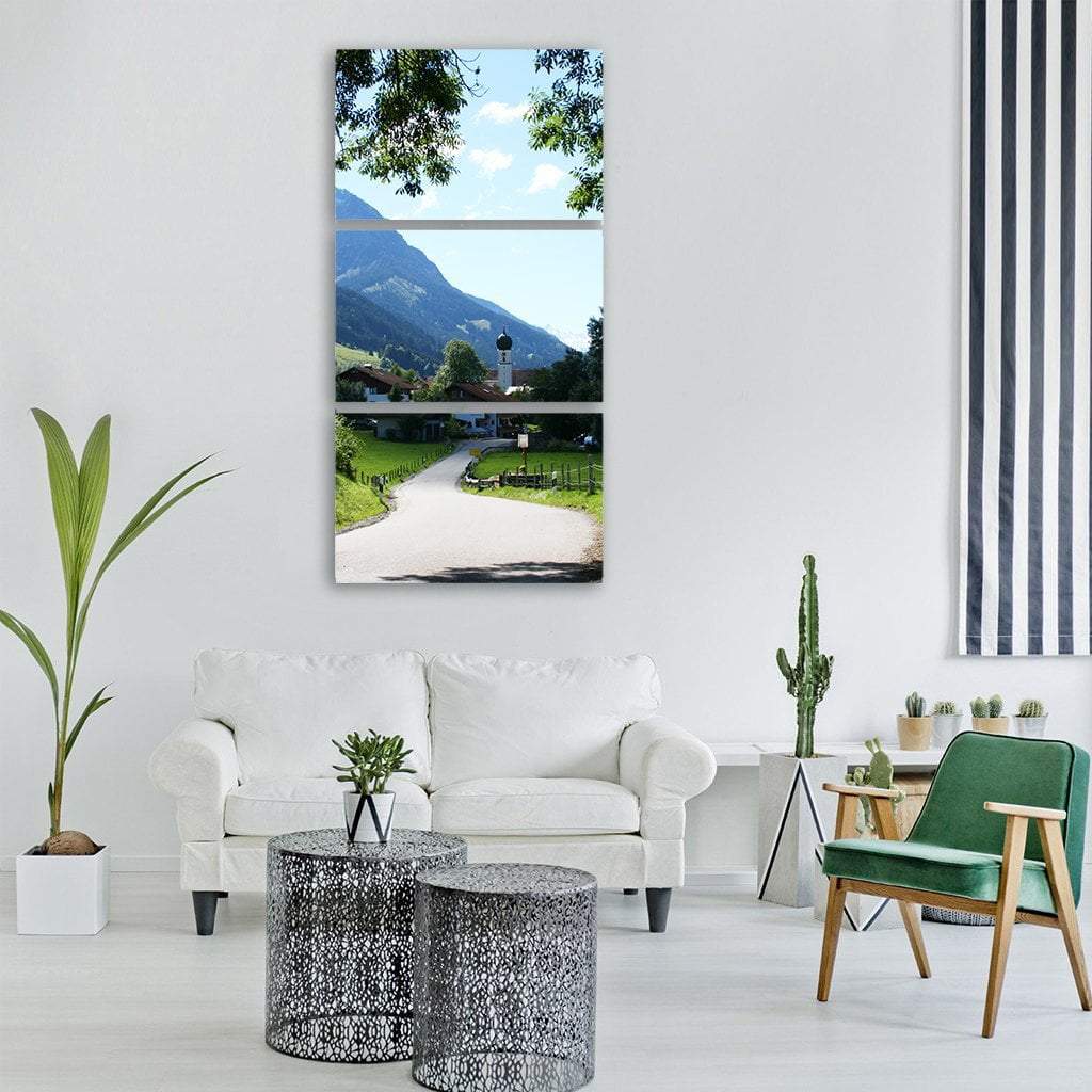 Village In Germany With Alpine Mountains Vertical Canvas Wall Art-3 Vertical-Gallery Wrap-12" x 25"-Tiaracle