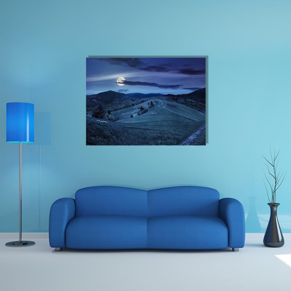 Village Near Forest In Mountains Canvas Wall Art-1 Piece-Gallery Wrap-48" x 32"-Tiaracle