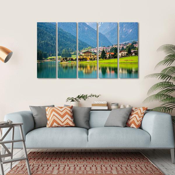 Village Near Lake Auronzo Canvas Wall Art-5 Horizontal-Gallery Wrap-22" x 12"-Tiaracle
