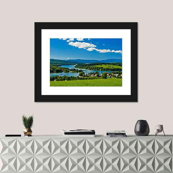 Village Near Lipno Lake Canvas Wall Art-1 Piece-Framed Print-30" x 20"-Tiaracle