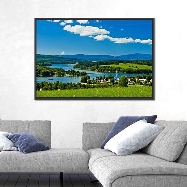 Village Near Lipno Lake Panoramic Canvas Wall Art-1 Piece-36" x 12"-Tiaracle