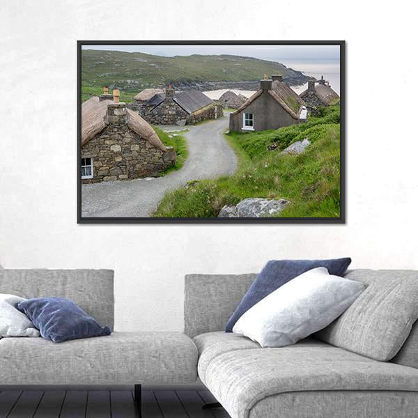 Village Of Ancient Blackhouses Canvas Wall Art-3 Horizontal-Gallery Wrap-25" x 16"-Tiaracle