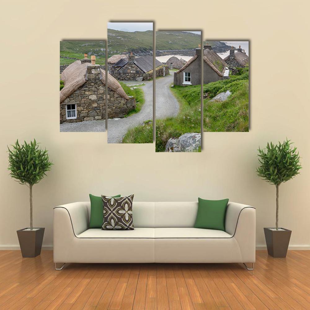 Village Of Ancient Blackhouses Canvas Wall Art-4 Pop-Gallery Wrap-50" x 32"-Tiaracle