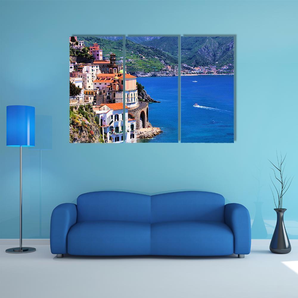 Village Of Atrani Along The Amalfi Coast Canvas Wall Art-3 Horizontal-Gallery Wrap-37" x 24"-Tiaracle