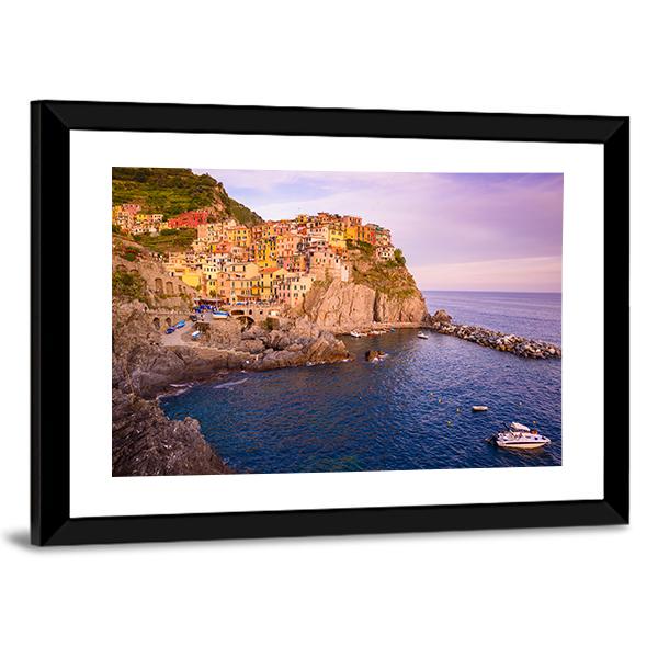 Village Of Cinque Terre National Park At Coast Of Italy Canvas Wall Art-5 Horizontal-Gallery Wrap-22" x 12"-Tiaracle
