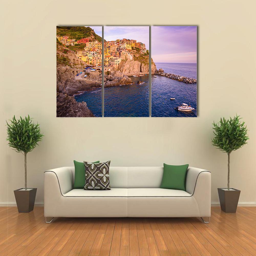 Village Of Cinque Terre National Park At Coast Of Italy Canvas Wall Art-3 Horizontal-Gallery Wrap-37" x 24"-Tiaracle