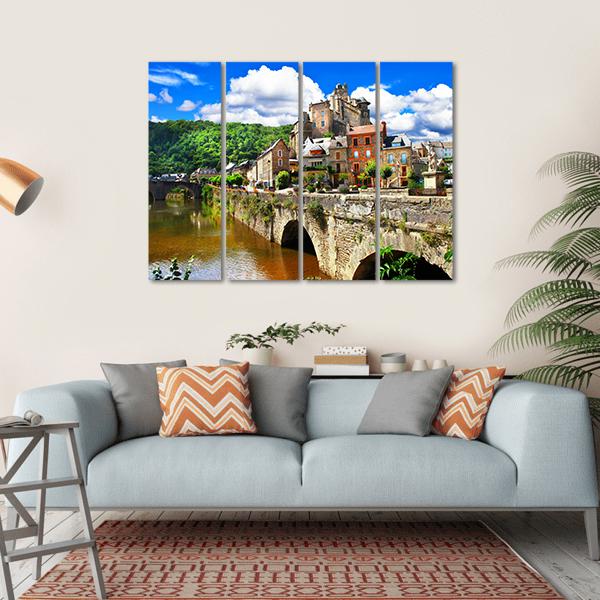 Village Of France Canvas Wall Art-4 Horizontal-Gallery Wrap-34" x 24"-Tiaracle