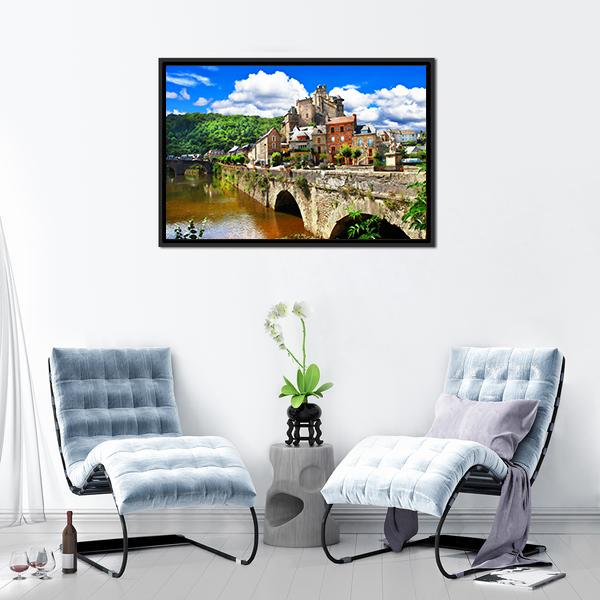 Village Of France Canvas Wall Art-5 Horizontal-Gallery Wrap-22" x 12"-Tiaracle