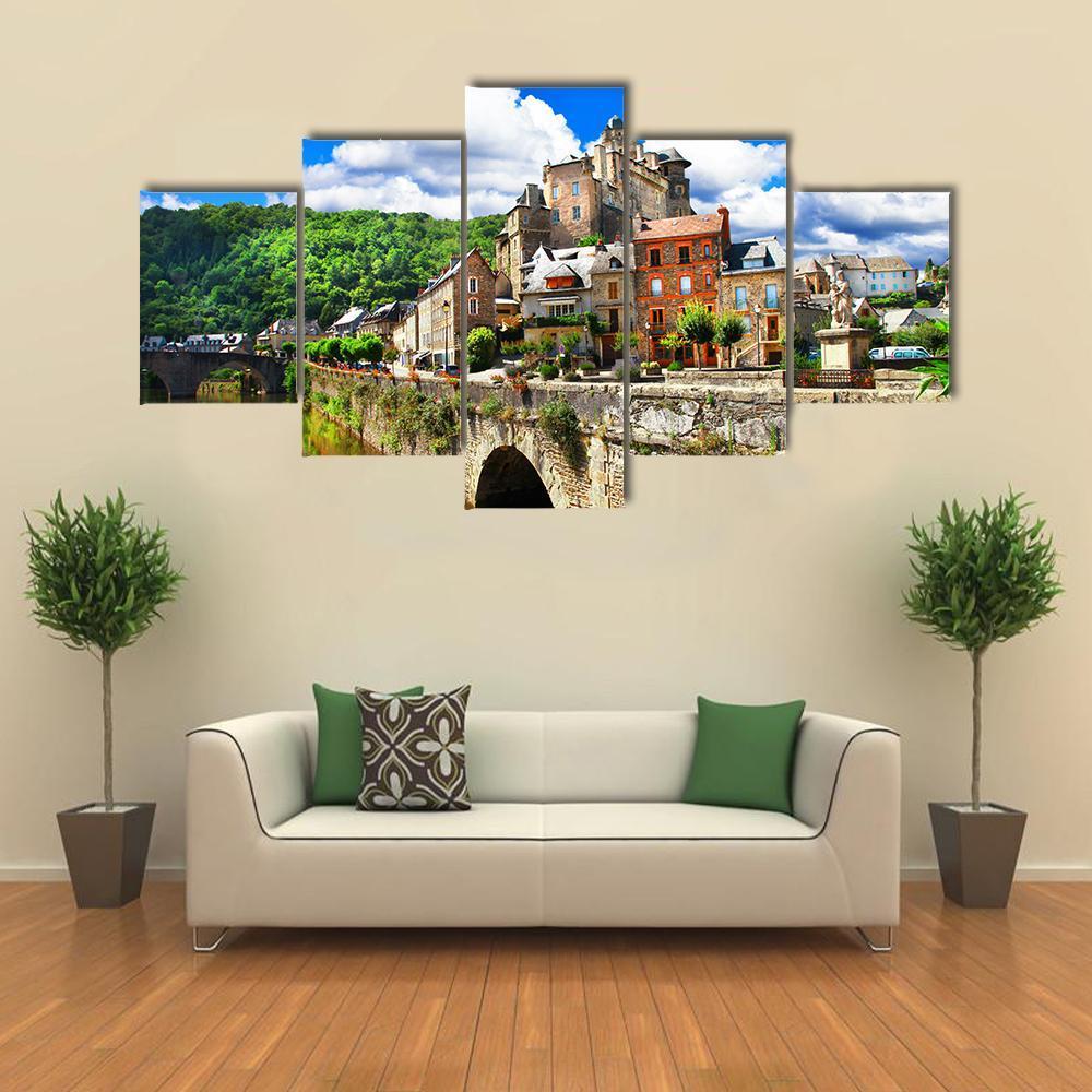 Village Of France Canvas Wall Art-5 Star-Gallery Wrap-62" x 32"-Tiaracle
