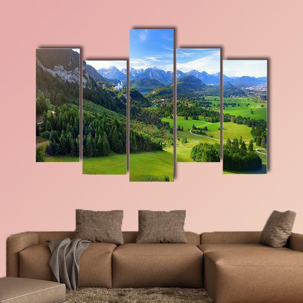 Village Of Hohenschwangau Canvas Wall Art-5 Pop-Gallery Wrap-47" x 32"-Tiaracle
