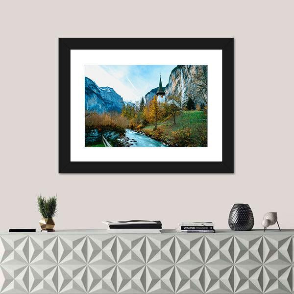 Village Of Lauterbrunnen In Swiss Alps Canvas Wall Art-3 Horizontal-Gallery Wrap-25" x 16"-Tiaracle
