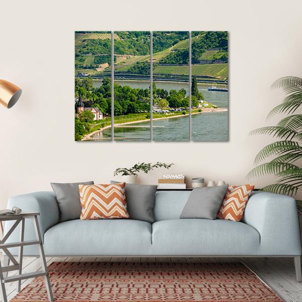 Vineyards At Rhine Valley Canvas Wall Art-4 Horizontal-Gallery Wrap-34" x 24"-Tiaracle