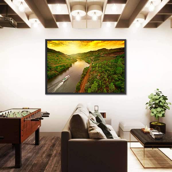Vineyards In The Valley Of The River Douro In Portugal Canvas Wall Art-3 Horizontal-Gallery Wrap-25" x 16"-Tiaracle