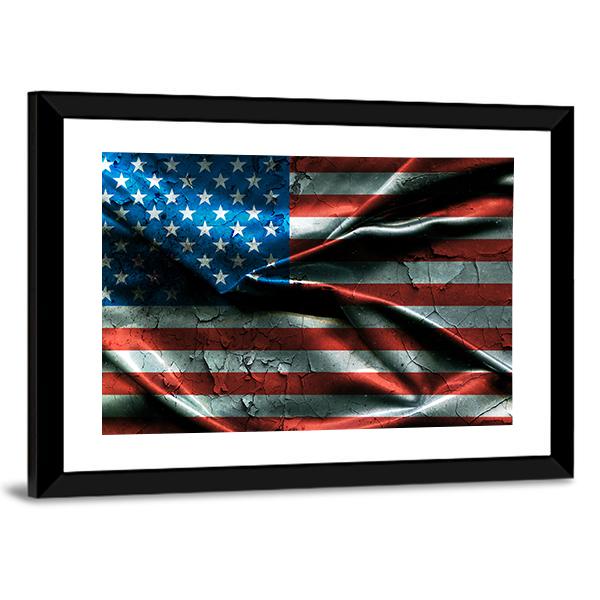 Vintage American Flag Canvas Wall Art-5 Horizontal-Gallery Wrap-22" x 12"-Tiaracle