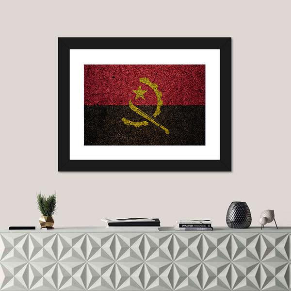 Vintage Angola Flag Canvas Wall Art-1 Piece-Framed Print-20" x 16"-Tiaracle