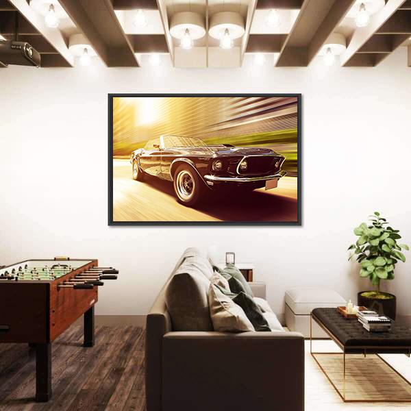 Vintage Car In Blur Motion Canvas Wall Art-3 Horizontal-Gallery Wrap-25" x 16"-Tiaracle