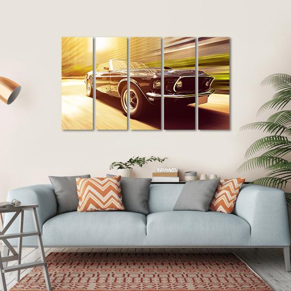 Vintage Car In Blur Motion Canvas Wall Art-5 Horizontal-Gallery Wrap-22" x 12"-Tiaracle