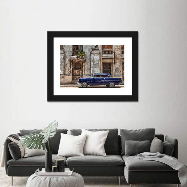 Vintage Car In Havana Canvas Wall Art-3 Horizontal-Gallery Wrap-25" x 16"-Tiaracle