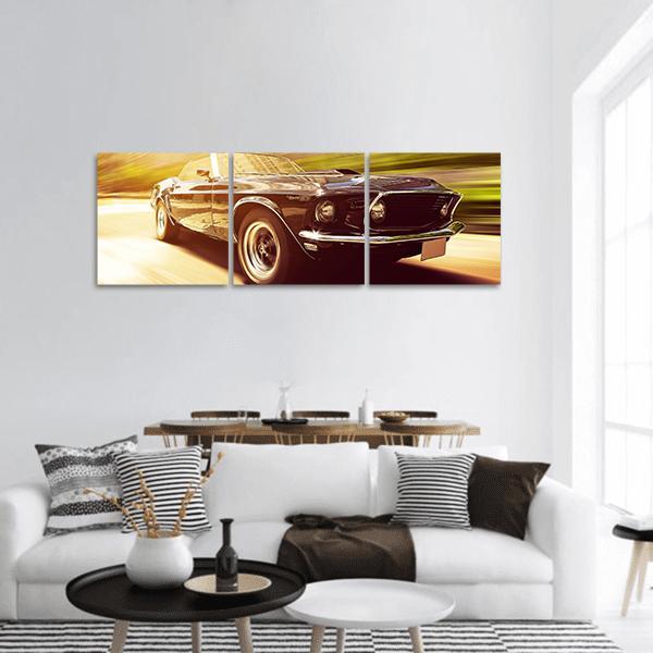 Vintage Car Panoramic Canvas Wall Art-3 Piece-25" x 08"-Tiaracle