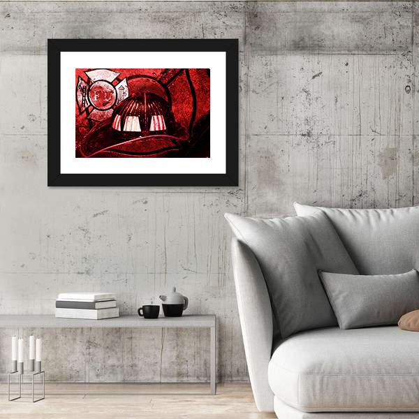 Vintage Firefighter Helmet Canvas Wall Art-3 Horizontal-Gallery Wrap-25" x 16"-Tiaracle