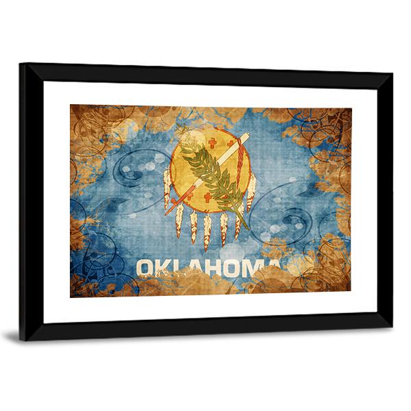 Vintage Oklahoma Flag Canvas Wall Art-5 Horizontal-Gallery Wrap-22" x 12"-Tiaracle