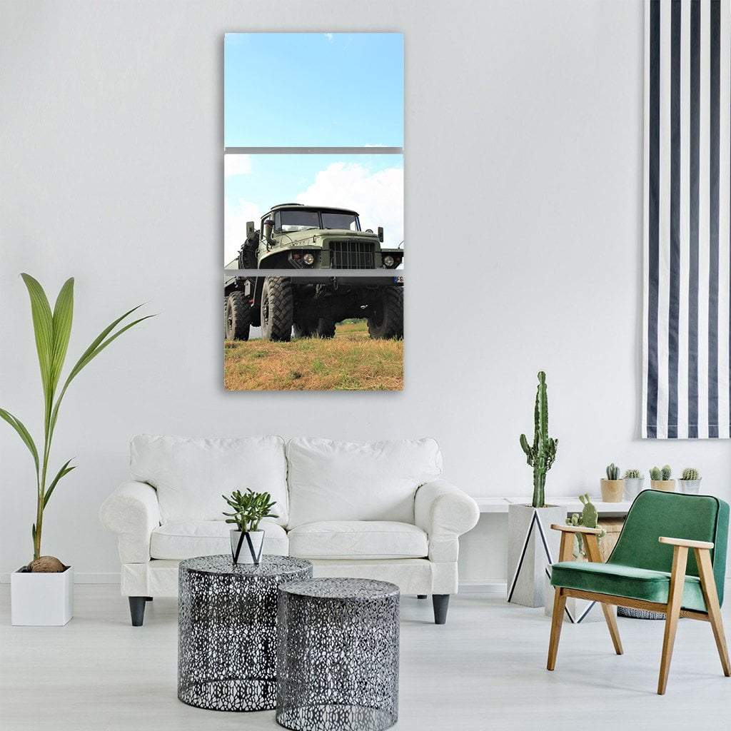 Vintage Old Military Truck Vertical Canvas Wall Art-3 Vertical-Gallery Wrap-12" x 25"-Tiaracle