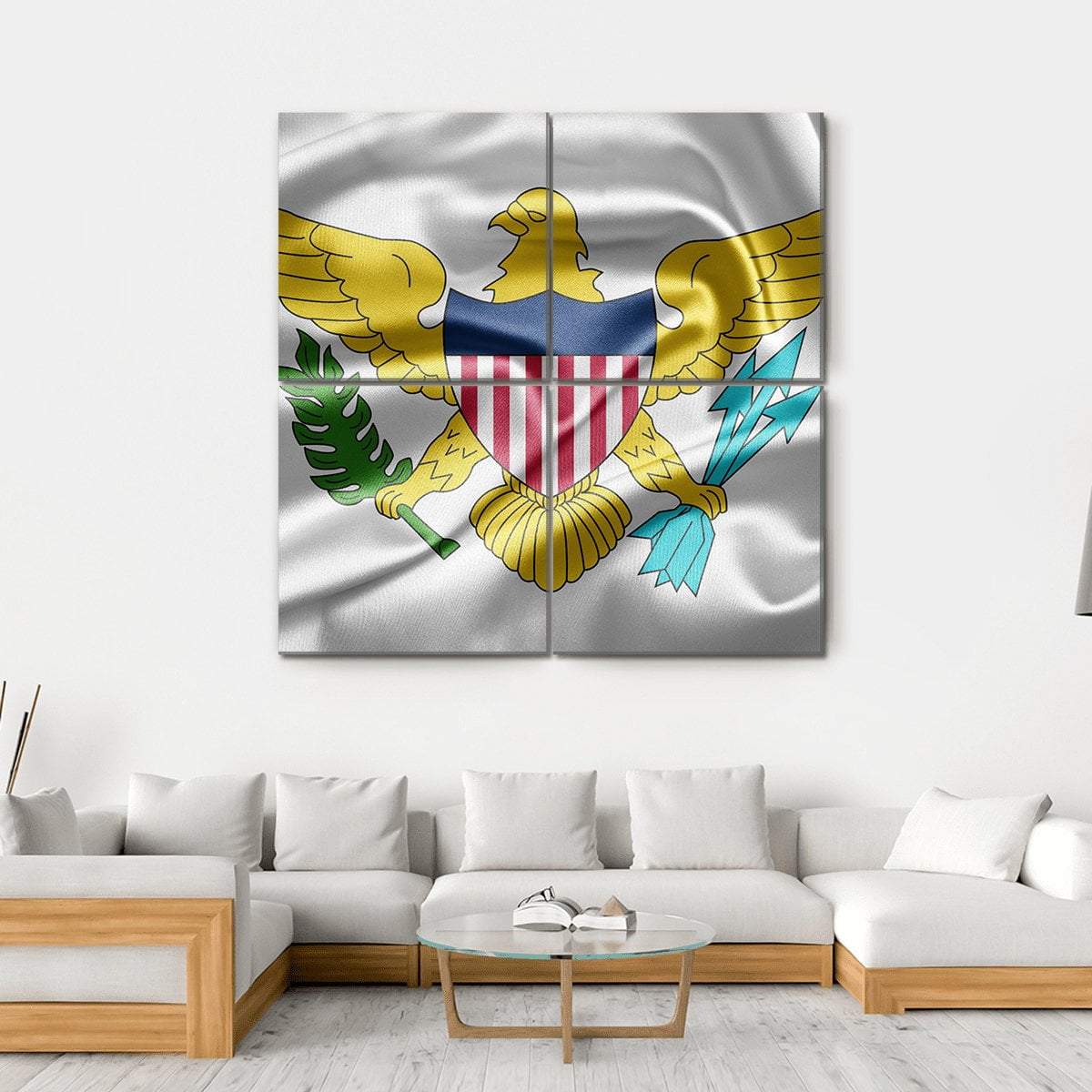 Virgin Islands Of The United States Flag Canvas Wall Art-4 Square-Gallery Wrap-17" x 17"-Tiaracle
