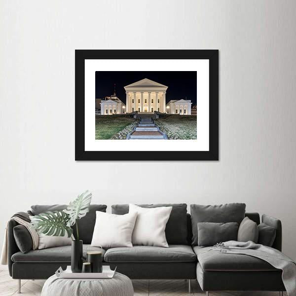 Virginia State Capitol At Night Canvas Wall Art-5 Horizontal-Gallery Wrap-22" x 12"-Tiaracle