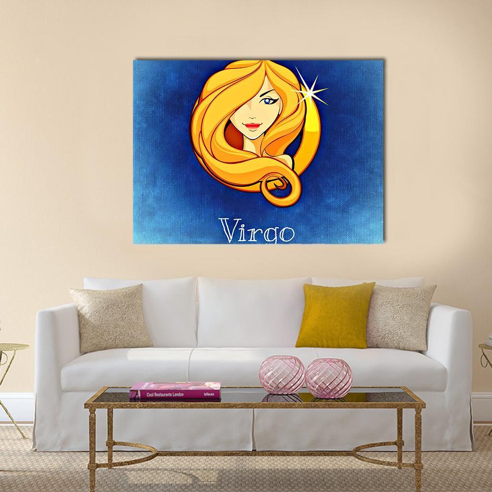 Virgo Zodiac Sign Canvas Wall Art-1 Piece-Gallery Wrap-36" x 24"-Tiaracle