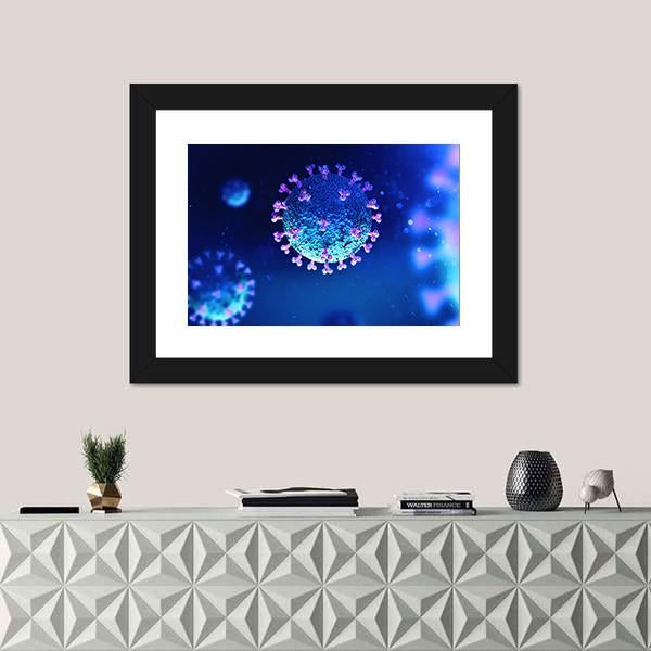 Virus Under The Microscope Canvas Wall Art-1 Piece-Framed Print-20" x 16"-Tiaracle