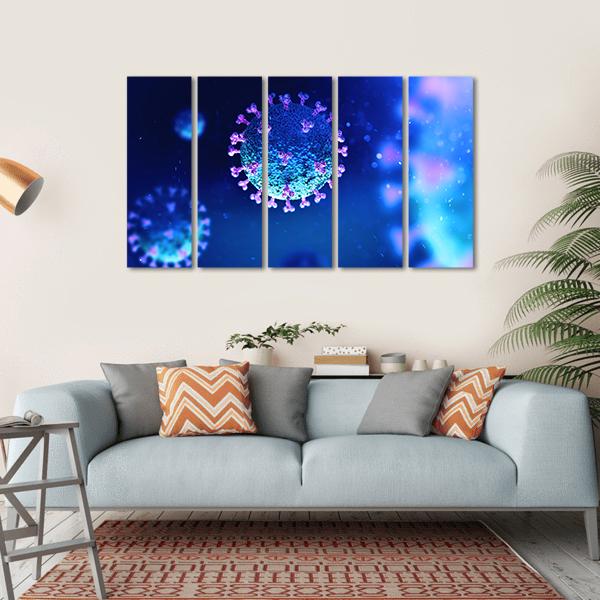 Virus Under The Microscope Canvas Wall Art-5 Horizontal-Gallery Wrap-22" x 12"-Tiaracle