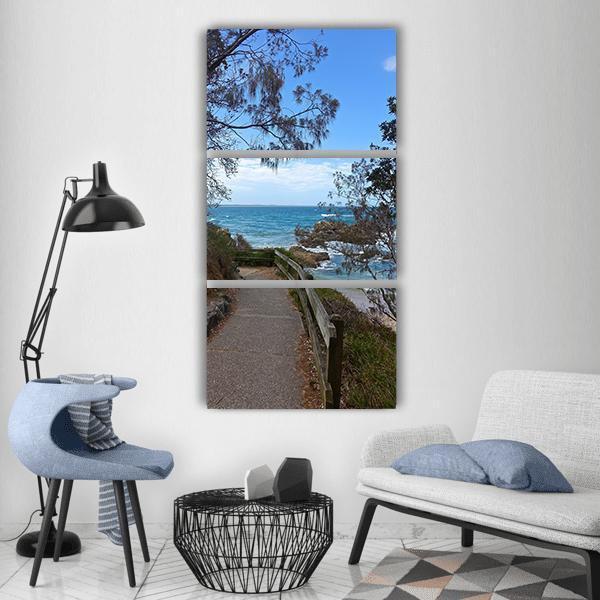Vista Beach Seascape Vertical Canvas Wall Art-3 Vertical-Gallery Wrap-12" x 25"-Tiaracle