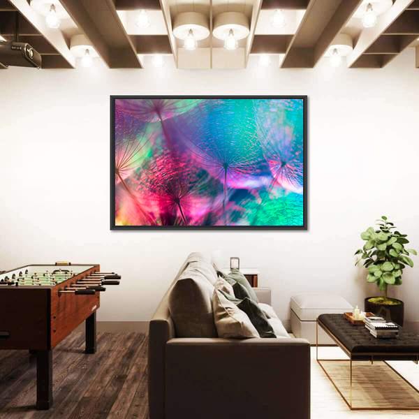 Vivid Color Abstract Dandelion Flower Canvas Wall Art-3 Horizontal-Gallery Wrap-25" x 16"-Tiaracle