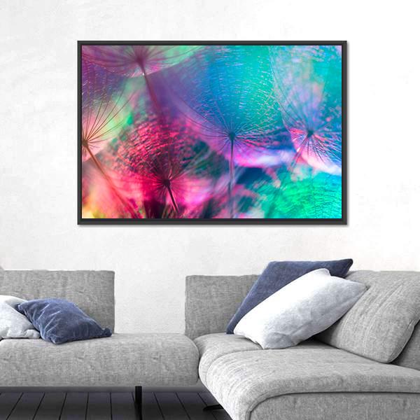 Vivid Color Abstract Dandelion Flower Canvas Wall Art-3 Horizontal-Gallery Wrap-25" x 16"-Tiaracle
