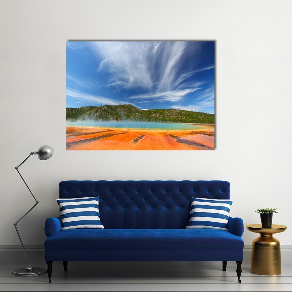 Vivid Colors Of Grand Prismatic Spring Canvas Wall Art-1 Piece-Gallery Wrap-36" x 24"-Tiaracle
