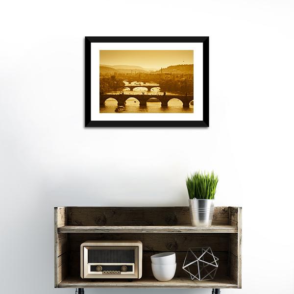 Vltava River Prague Canvas Wall Art-1 Piece-Framed Print-20" x 16"-Tiaracle