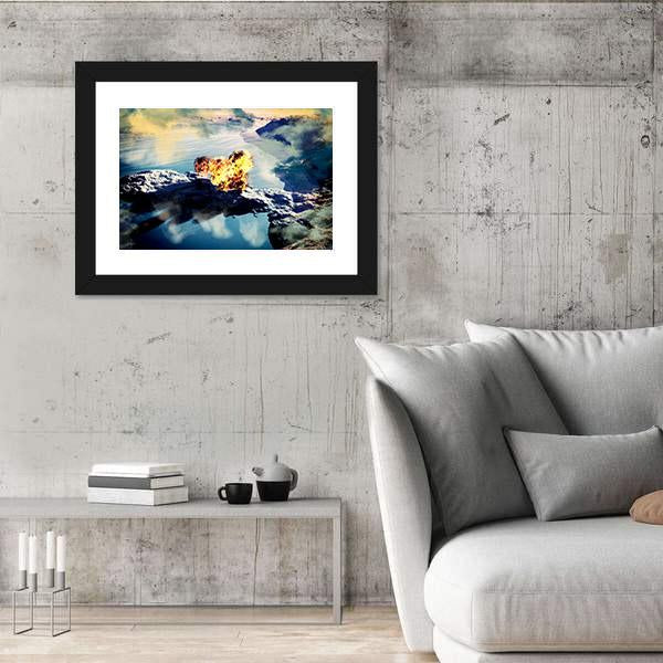 Volcanic Eruption On Island Vertical Canvas Wall Art-3 Vertical-Gallery Wrap-12" x 25"-Tiaracle