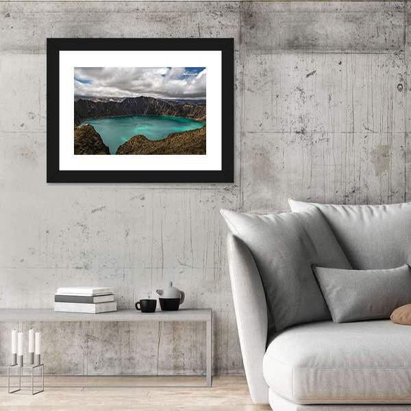Volcano In Quilotoa Canvas Wall Art-3 Horizontal-Gallery Wrap-25" x 16"-Tiaracle