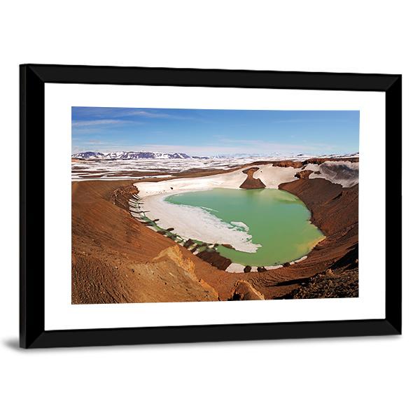 Volcano Krafla In Iceland Panoramic Canvas Wall Art-1 Piece-36" x 12"-Tiaracle