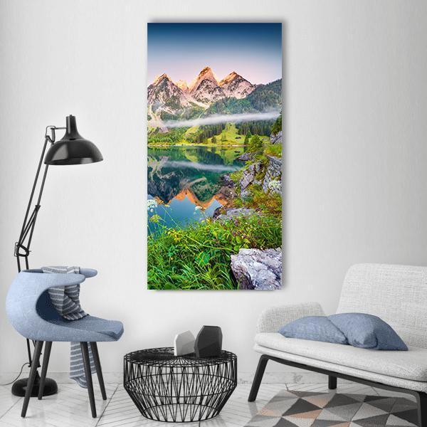 Gosausee Lake Austria Vertical Canvas Wall Art-1 Vertical-Gallery Wrap-12" x 24"-Tiaracle