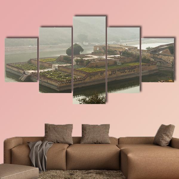 Walls Of The Amer Fort Canvas Wall Art-5 Star-Gallery Wrap-62" x 32"-Tiaracle