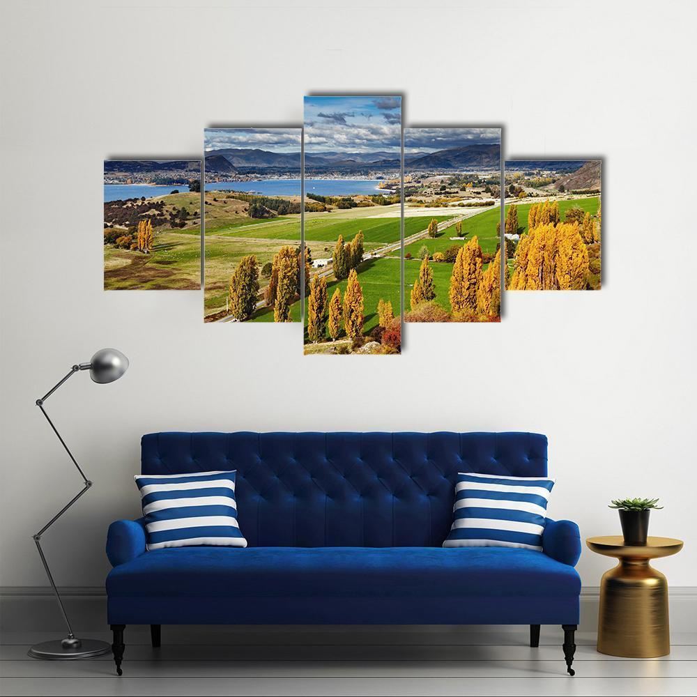 Lake Wanaka In New Zealand Canvas Wall Art-5 Star-Gallery Wrap-62" x 32"-Tiaracle