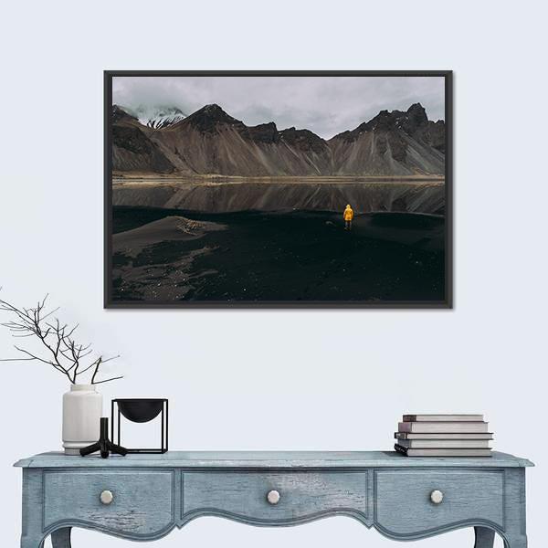 Wanderlust Explorer In Iceland Canvas Wall Art-1 Piece-Floating Frame-24" x 16"-Tiaracle