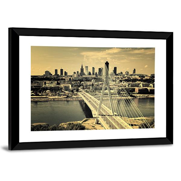 Warsaw Bridge Canvas Wall Art-5 Horizontal-Gallery Wrap-22" x 12"-Tiaracle
