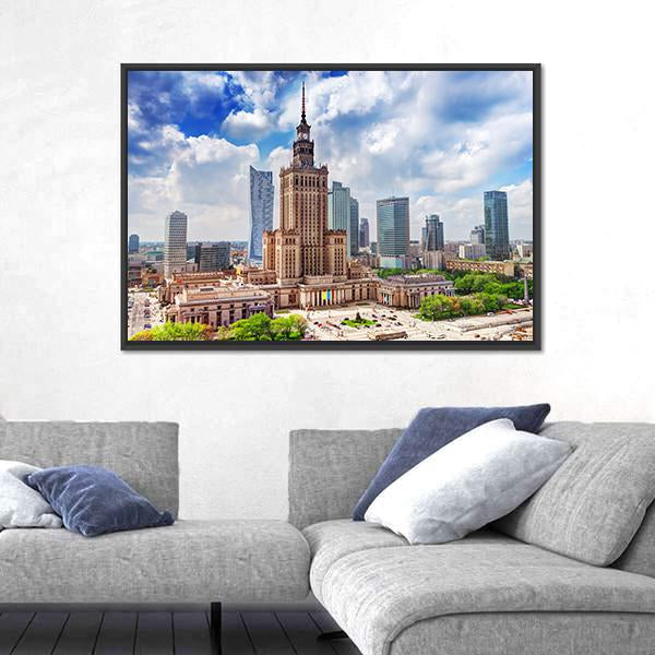 Warsaw Cityscape Panoramic Canvas Wall Art-1 Piece-36" x 12"-Tiaracle
