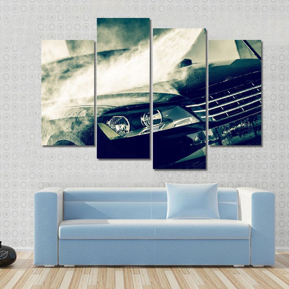 Washing Modern Car By High Pressure Water Canvas Wall Art-4 Pop-Gallery Wrap-50" x 32"-Tiaracle