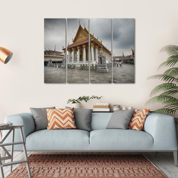 Wat Arun Temple In Bangkok Thailand Canvas Wall Art-4 Horizontal-Gallery Wrap-34" x 24"-Tiaracle