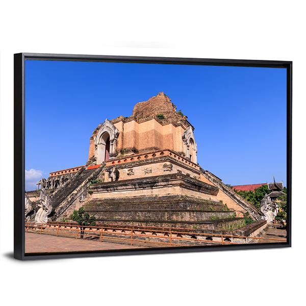 Wat Chedi Luang Temple In Chiang Mai Canvas Wall Art-3 Horizontal-Gallery Wrap-25" x 16"-Tiaracle
