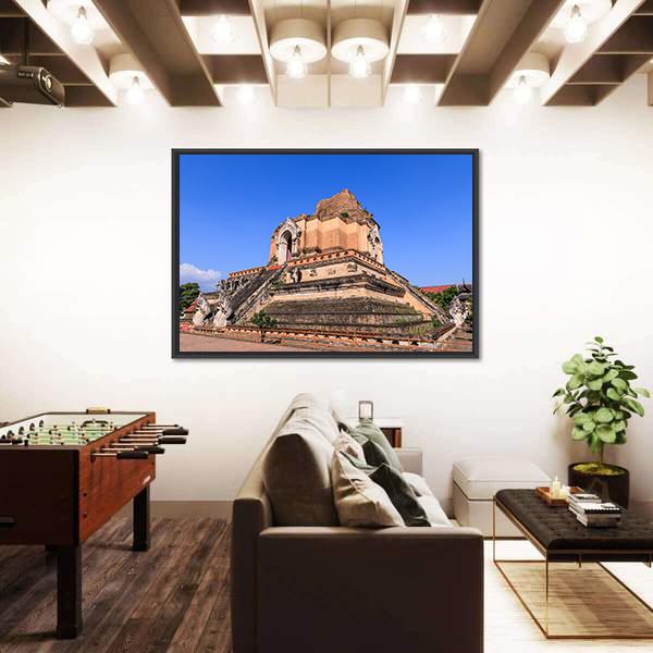 Wat Chedi Luang Temple In Chiang Mai Canvas Wall Art-3 Horizontal-Gallery Wrap-25" x 16"-Tiaracle