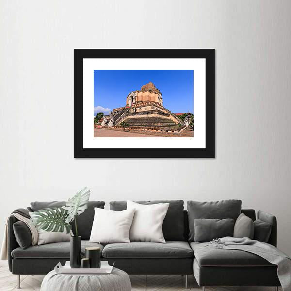 Wat Chedi Luang Temple In Chiang Mai Canvas Wall Art-3 Horizontal-Gallery Wrap-25" x 16"-Tiaracle